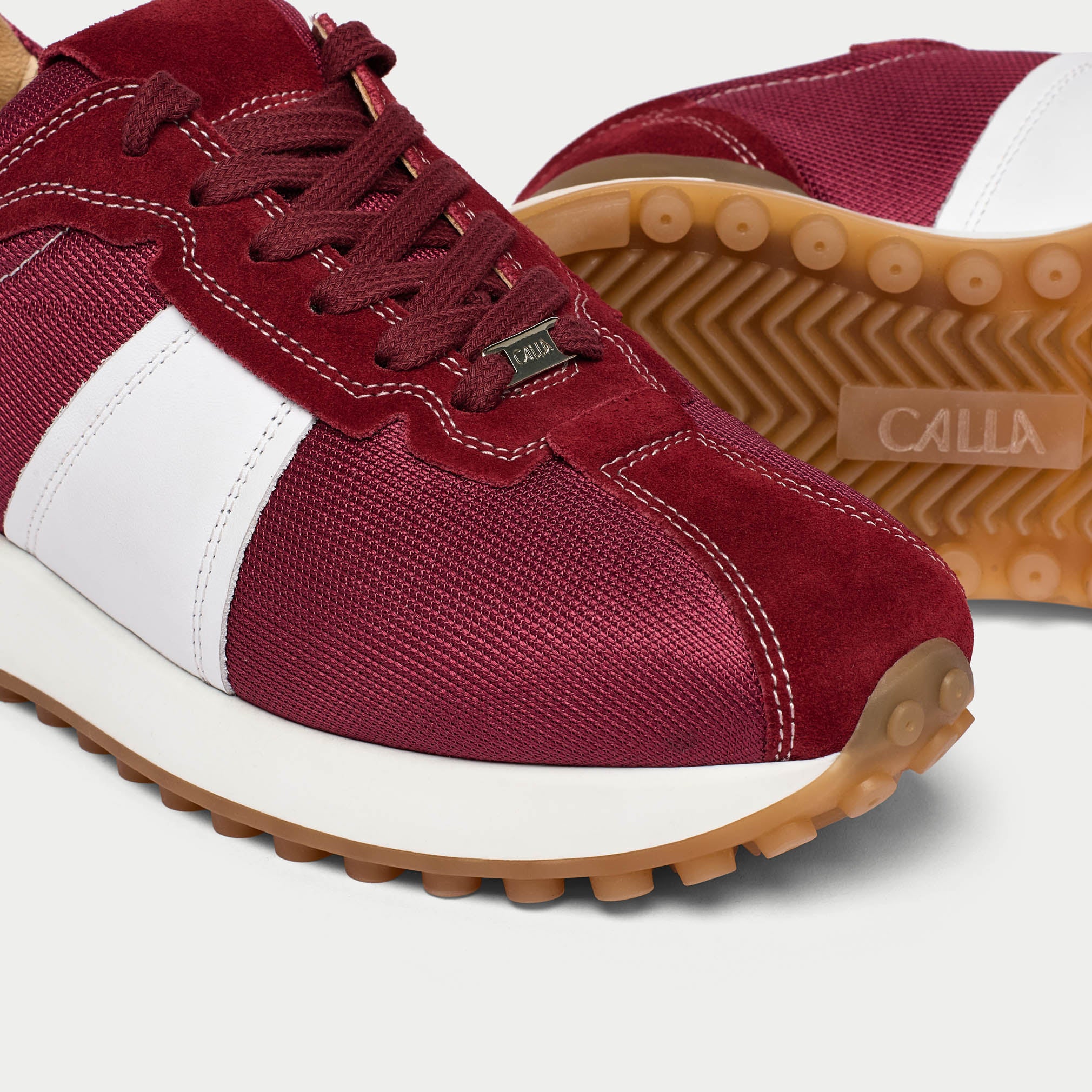 Cosmos - Chunky-Sole Burgundy Wide Fit Trainers - Image 4