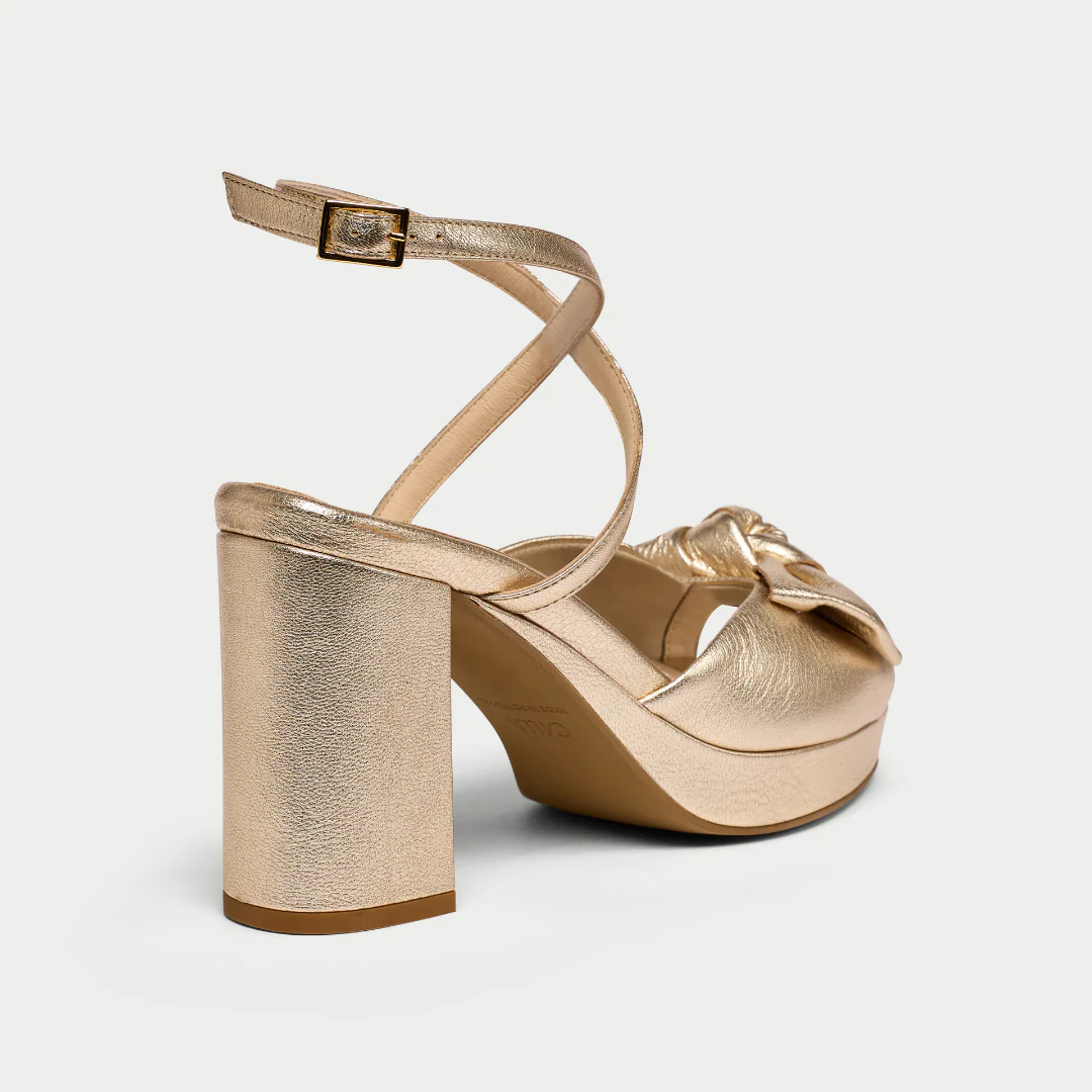 Daisy - Champagne Metallic Block Heels - Image 5