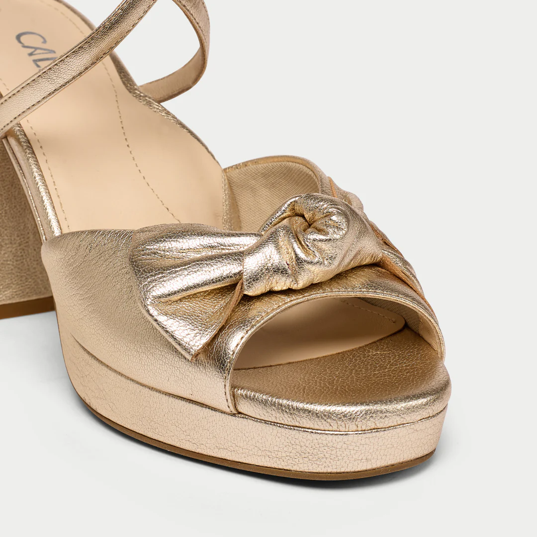 Daisy - Champagne Metallic Block Heels - Image 6