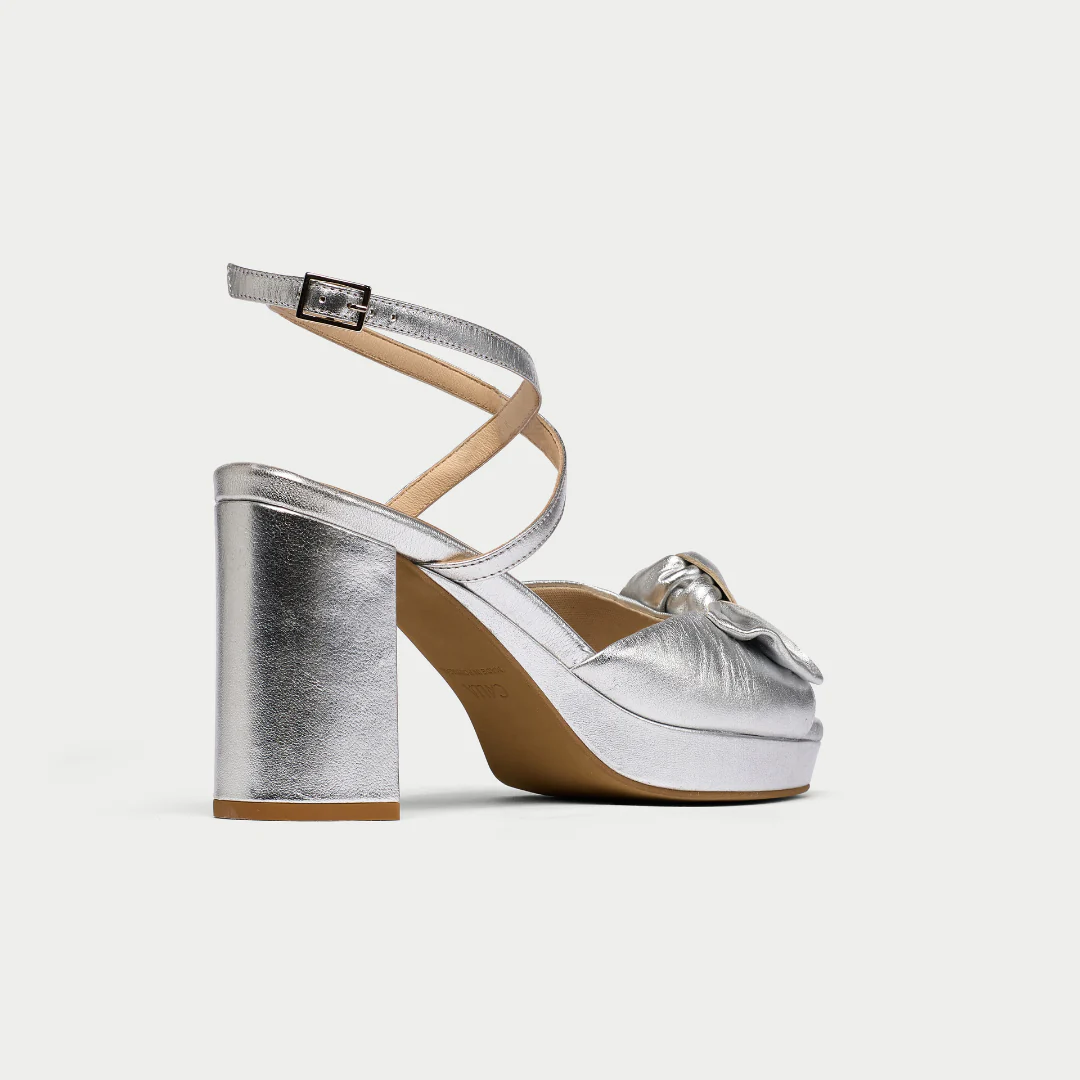 Daisy - Silver Metallic Block Heels - Image 4