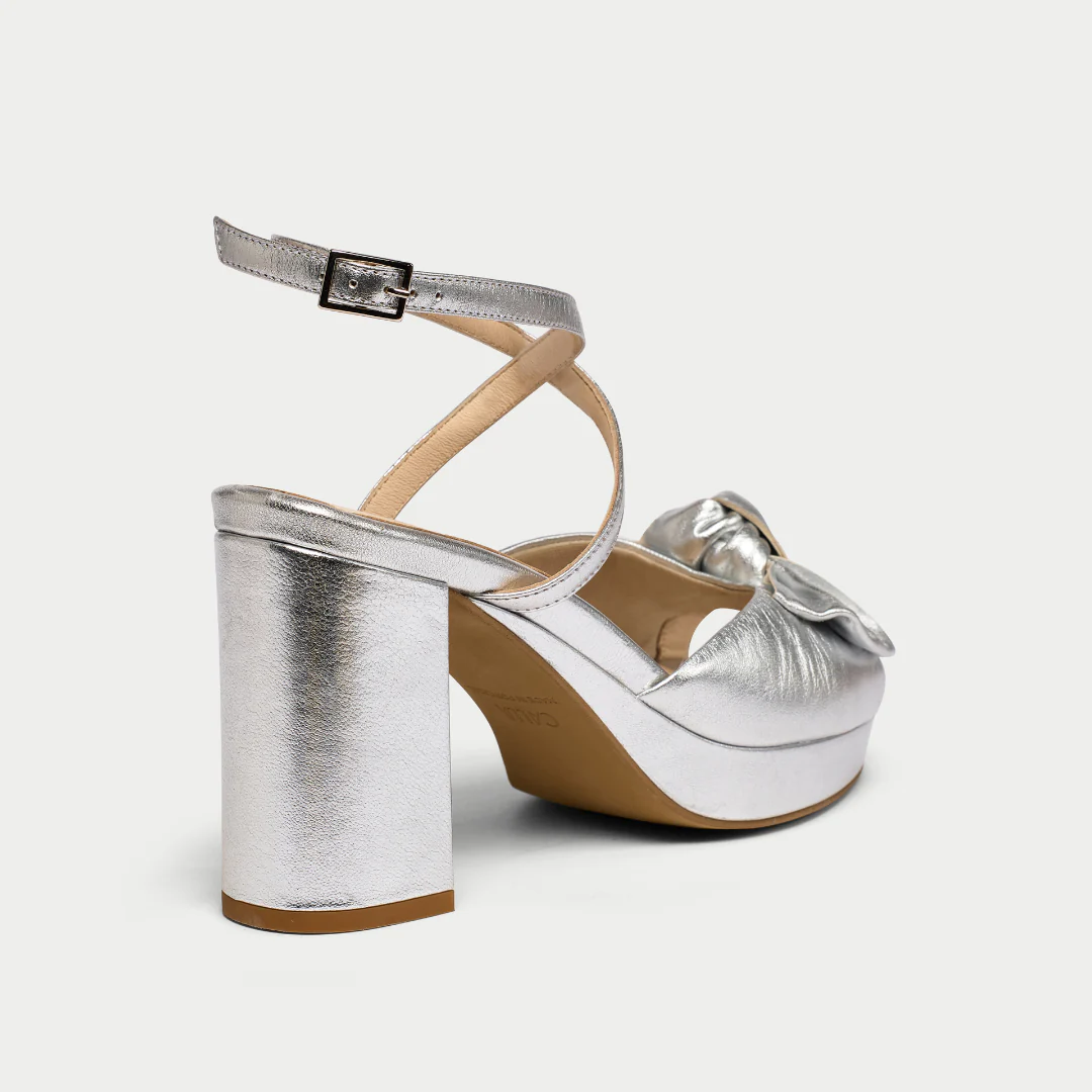 Daisy - Silver Metallic Block Heels - Image 6