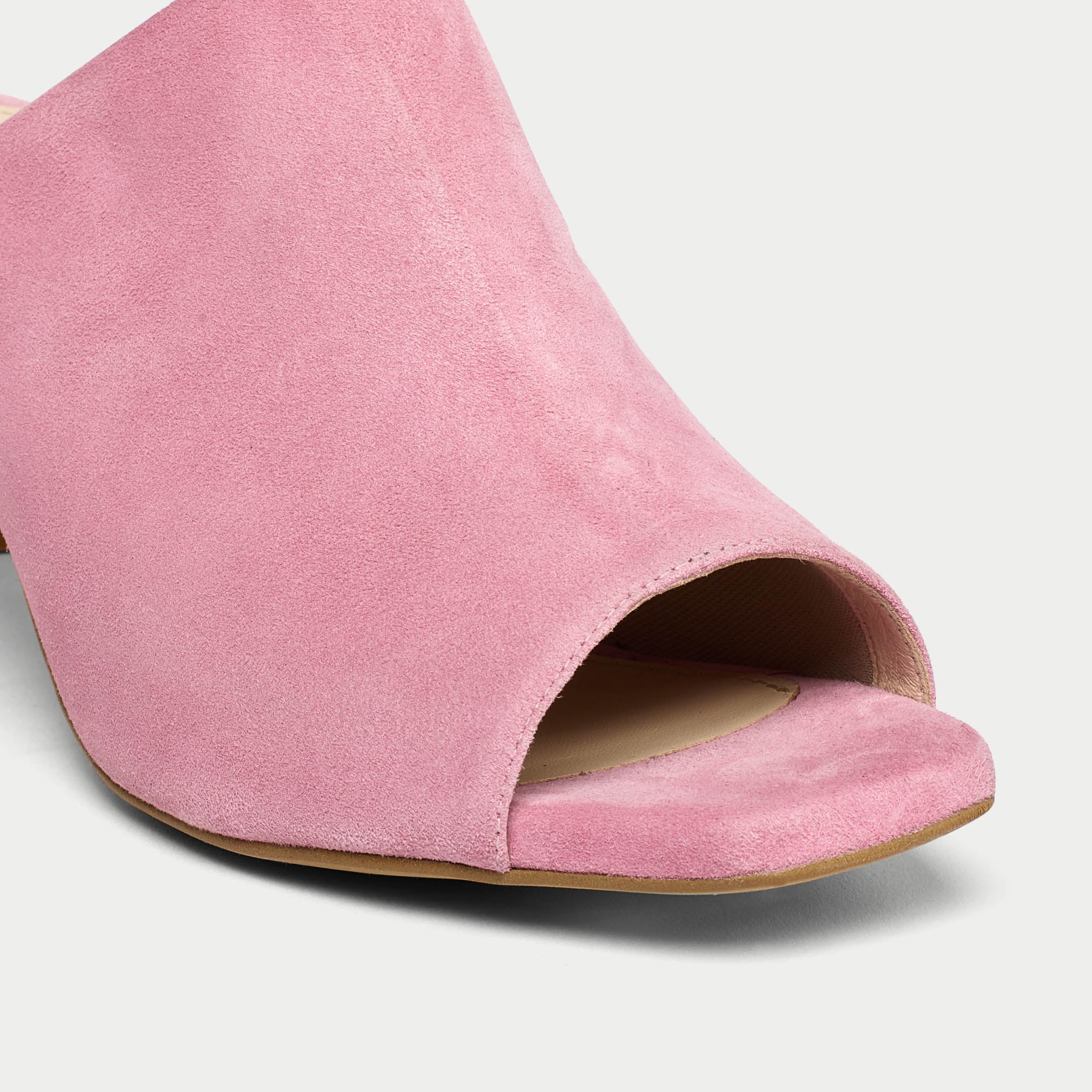 Debbie - Pink Suede Mules - Image 4