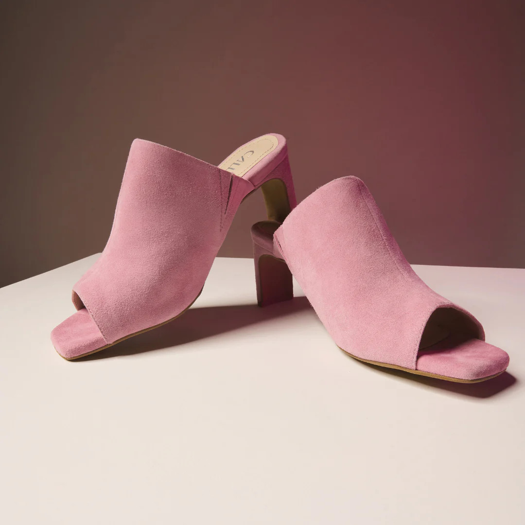 Debbie - Pink Suede Mules - Image 5