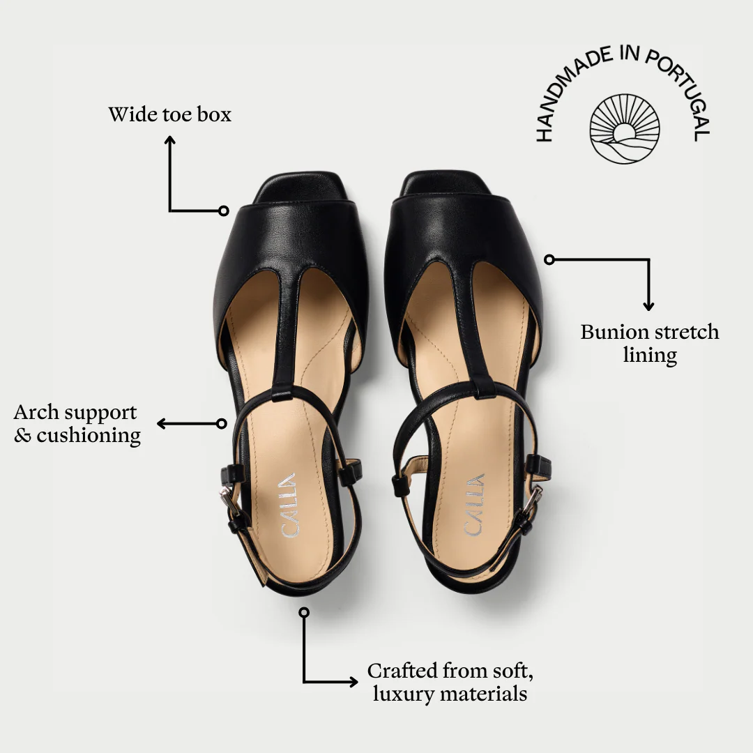 Edith - Black Leather Kitten Heels - Image 4