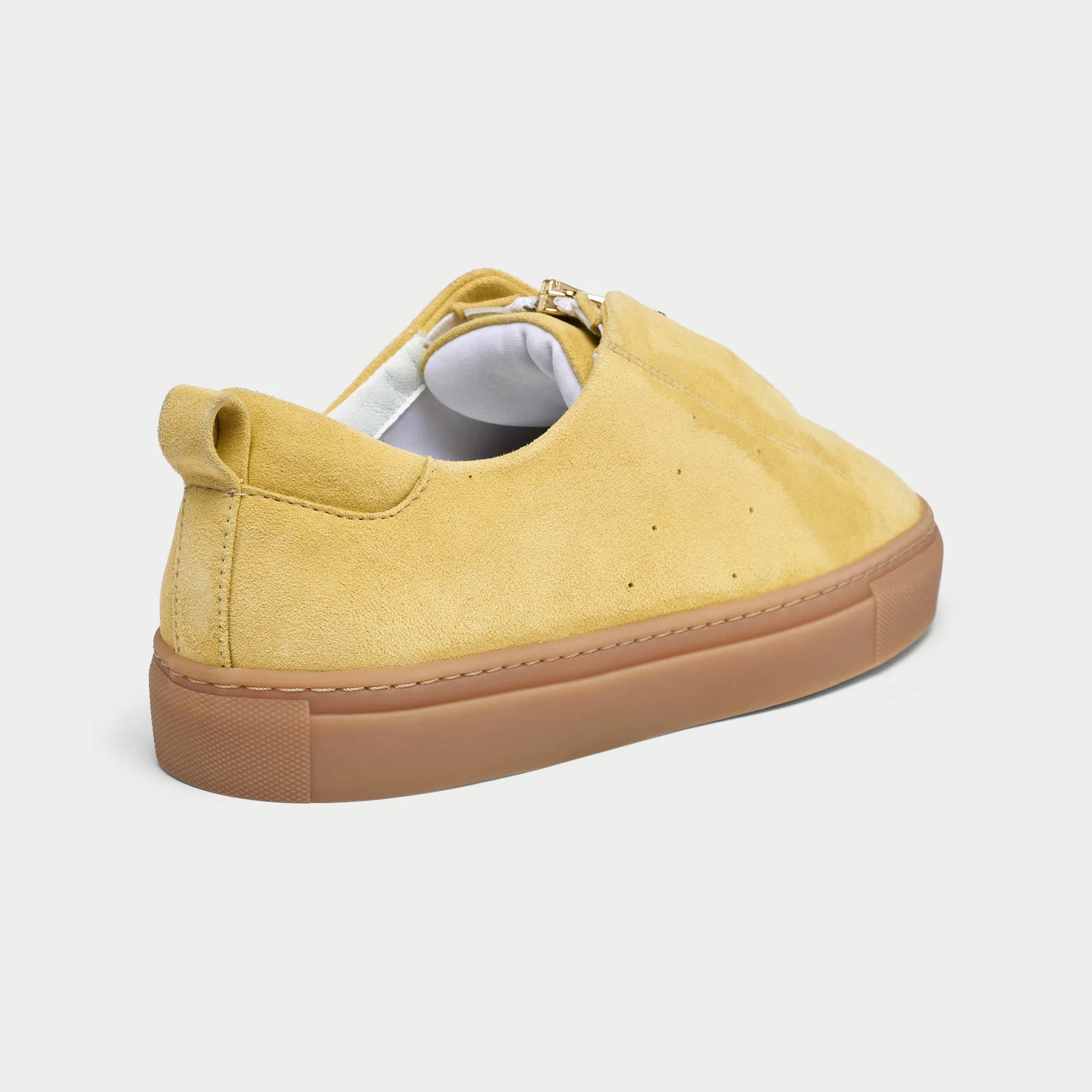 Estella - Yellow Suede Zip-Up Wide Fit Trainers - Image 4