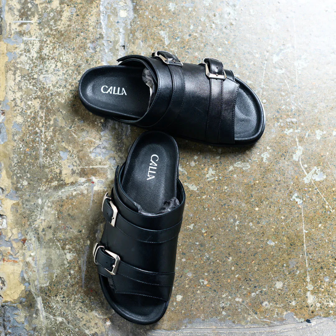 Lily - Black Leather Sandals - Image 11