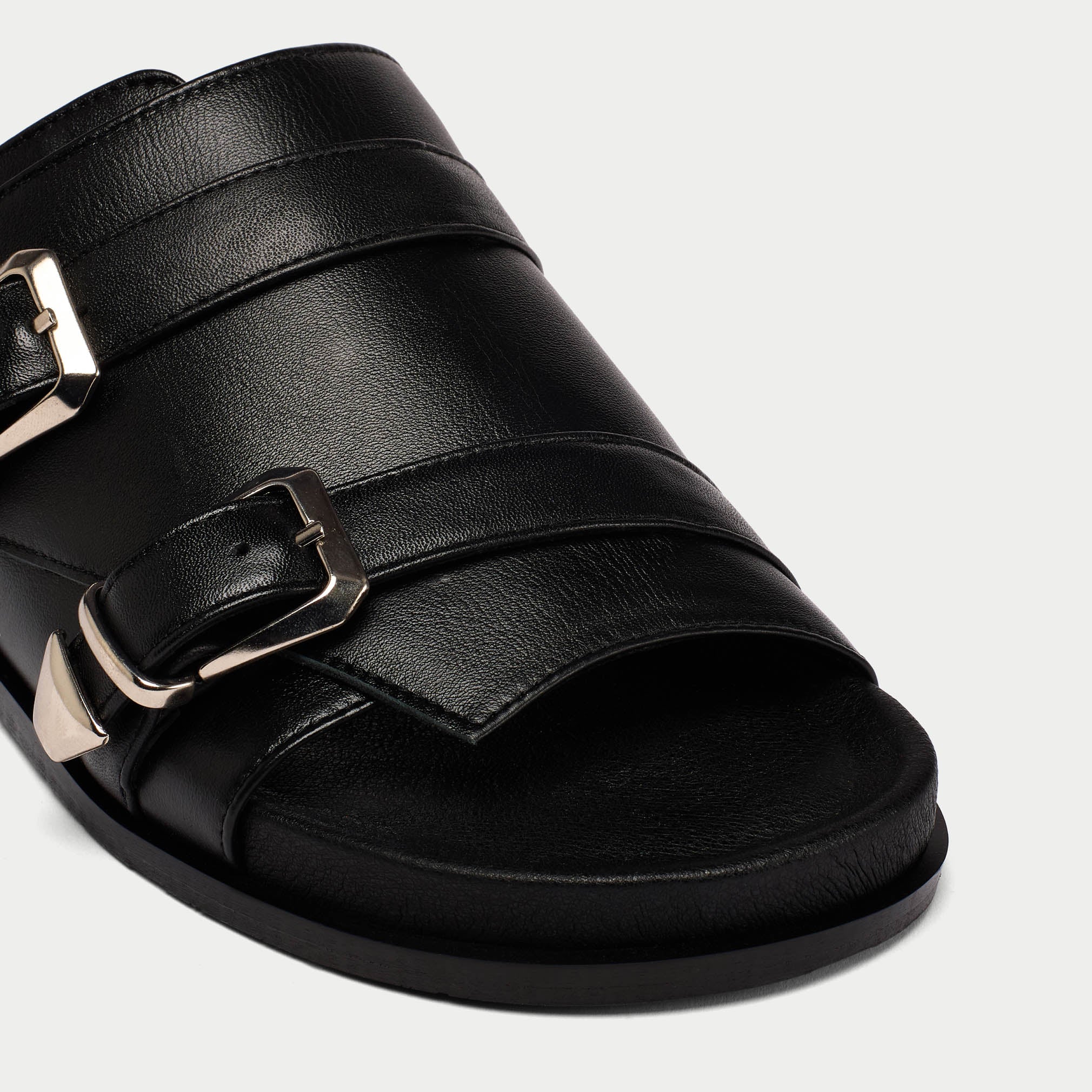 Lily - Black Leather Sandals - Image 4