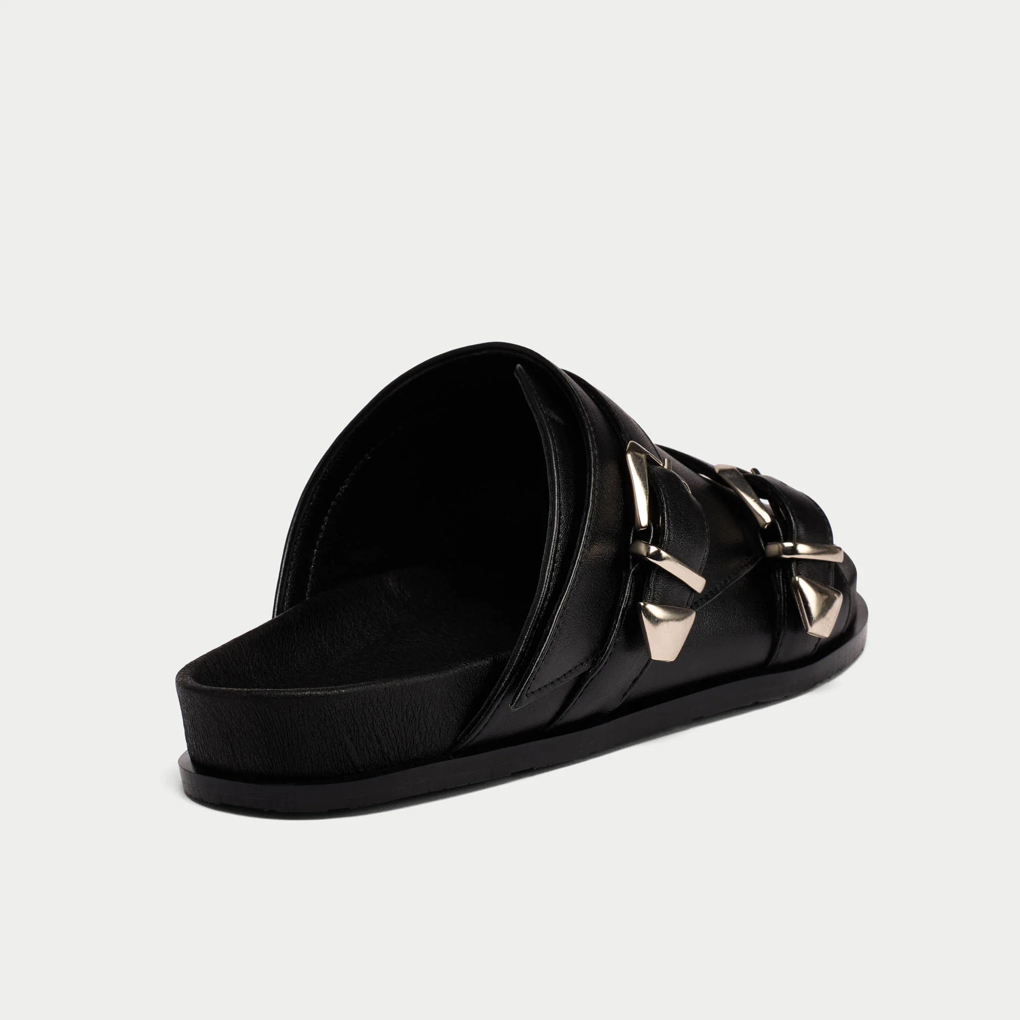 Lily - Black Leather Sandals - Image 6