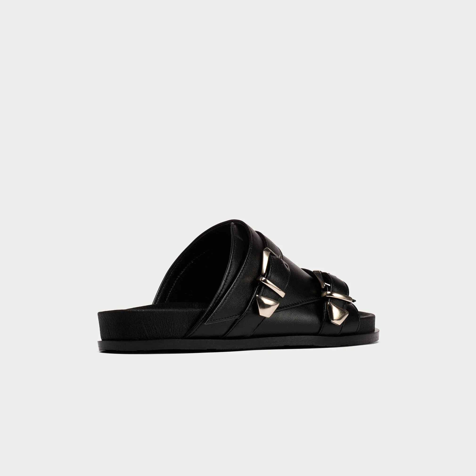 Lily - Black Leather Sandals - Image 9