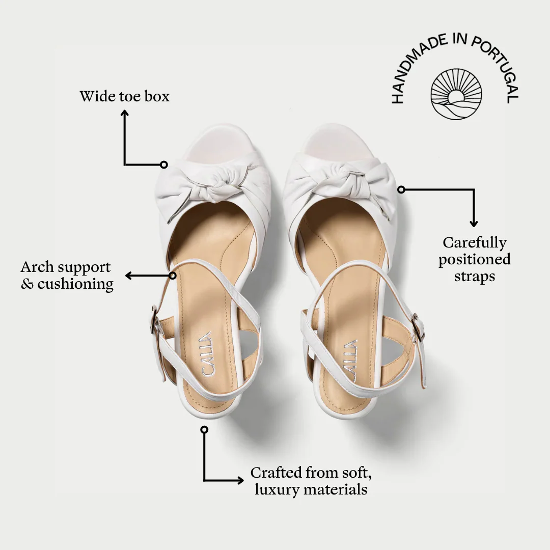 Lizzie - White Leather Block Heels - Image 5