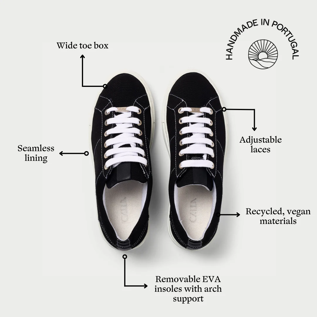 Luna Vegan - Black Wide Fit Trainers - Image 8