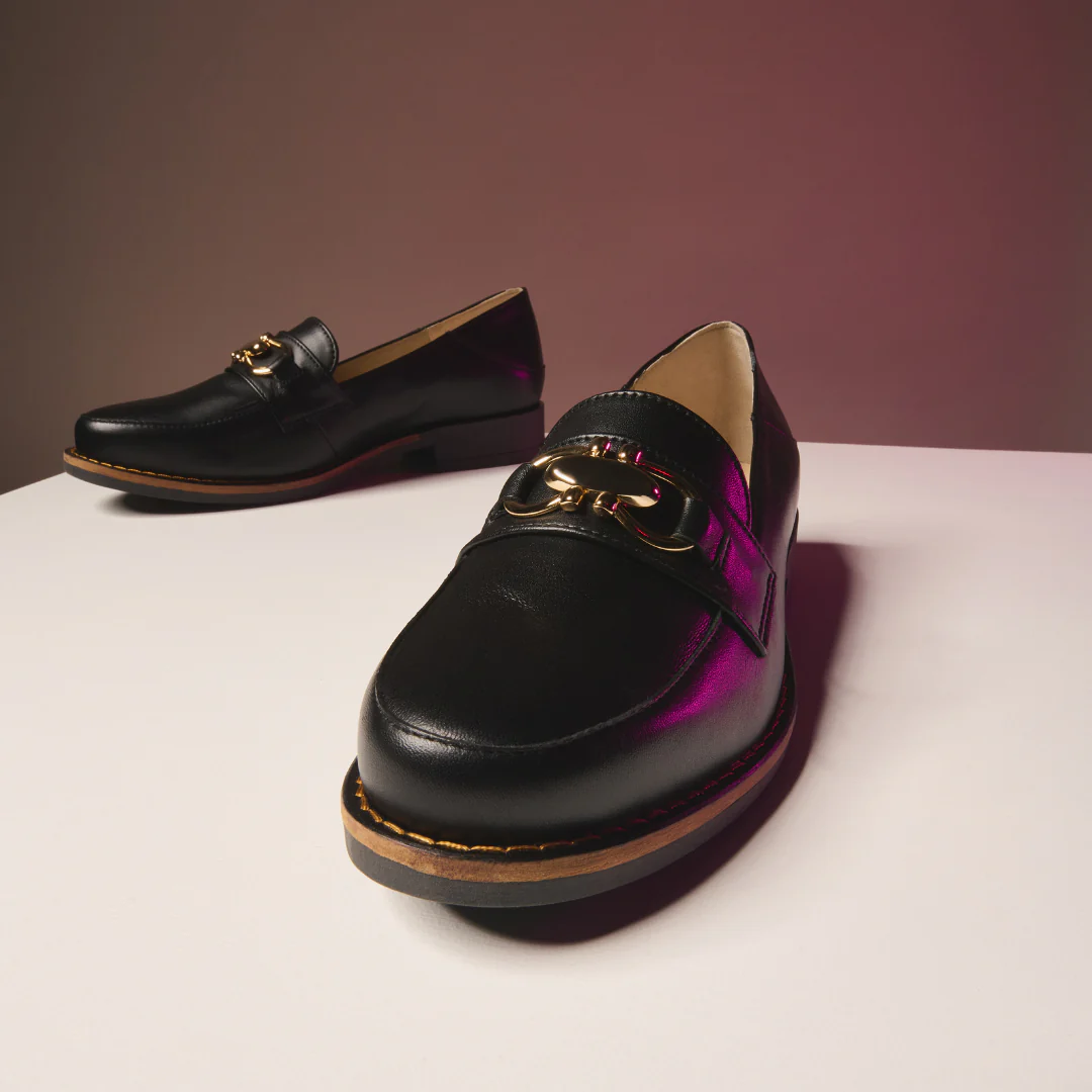 Meredith - Black Leather Loafers - Image 6