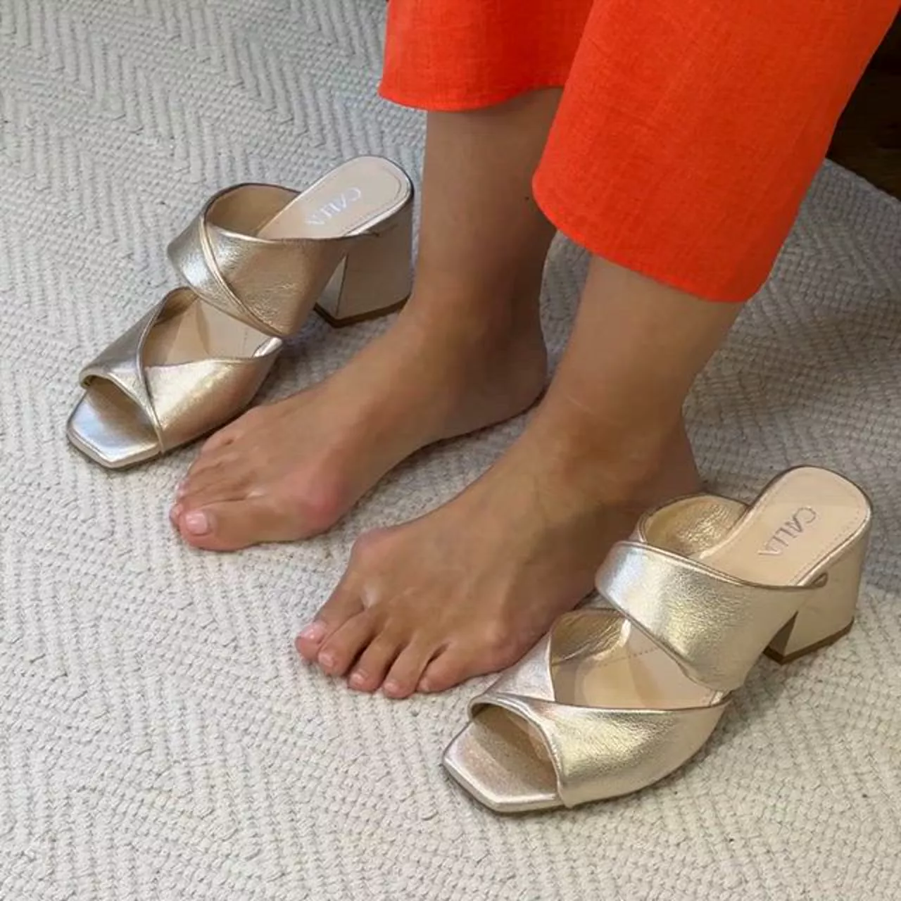 Mia - Champagne Leather Mules - Image 3