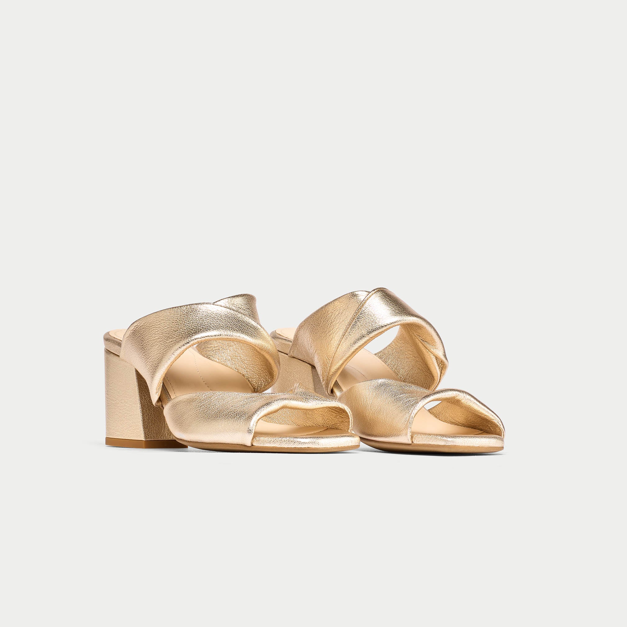 Mia - Champagne Leather Mules - Image 4