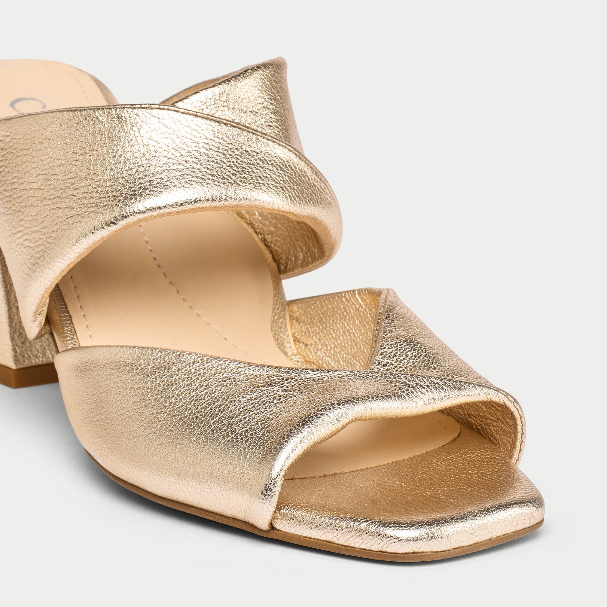 Mia - Champagne Leather Mules - Image 5