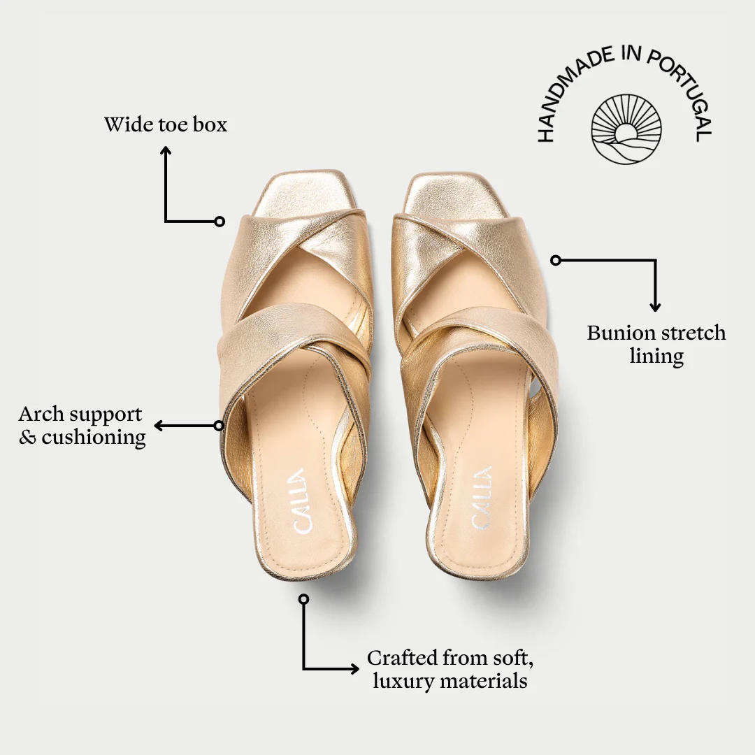 Mia - Champagne Leather Mules - Image 7