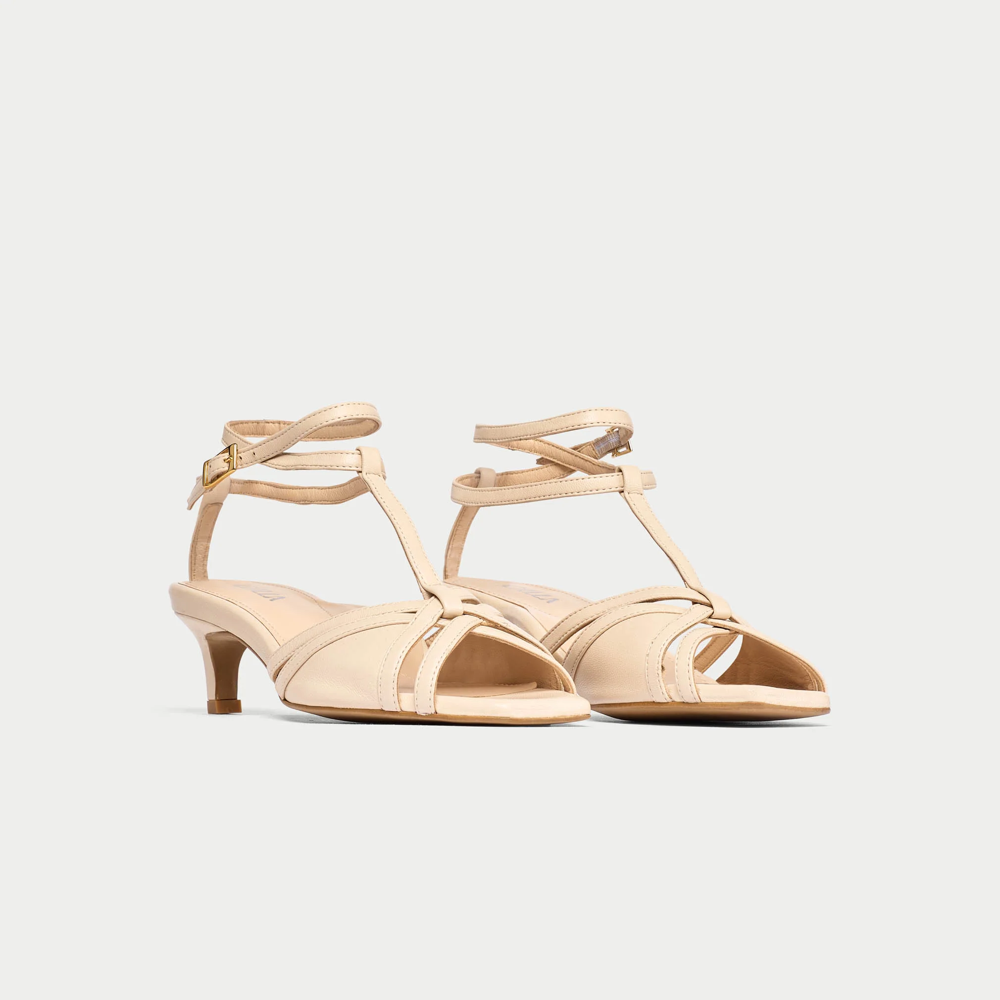 Ria - Light Beige Kitten Heels - Image 4