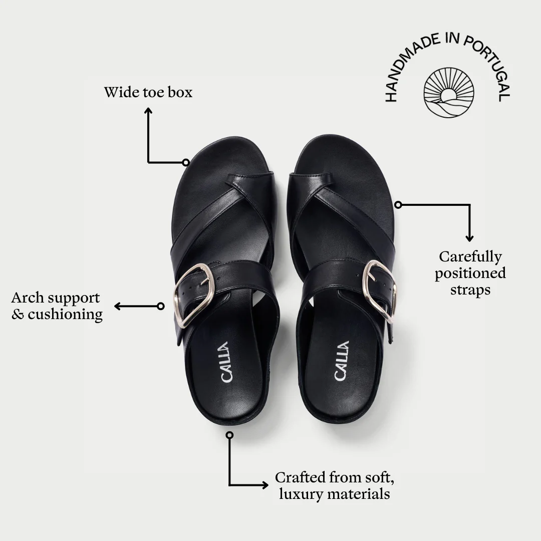 Ruby - All Black Leather Sandals - Image 5