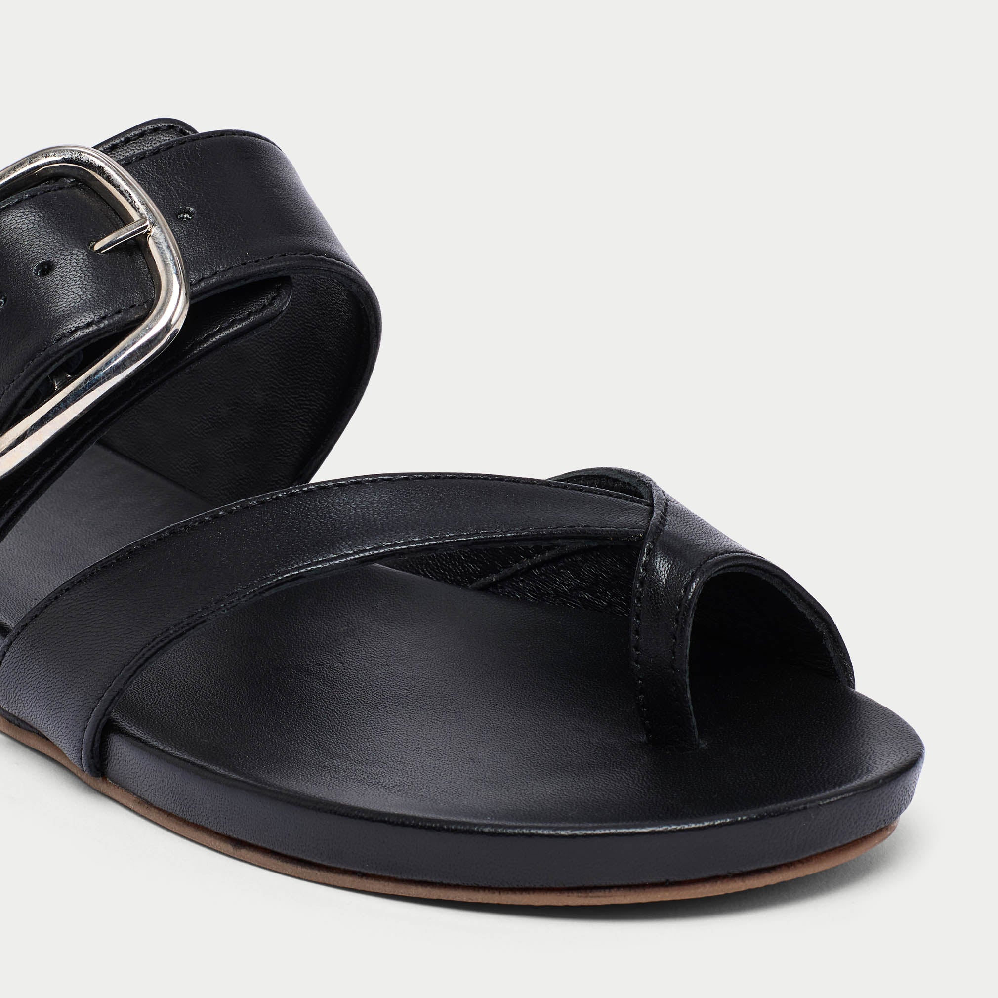 Ruby - All Black Leather Sandals - Image 6