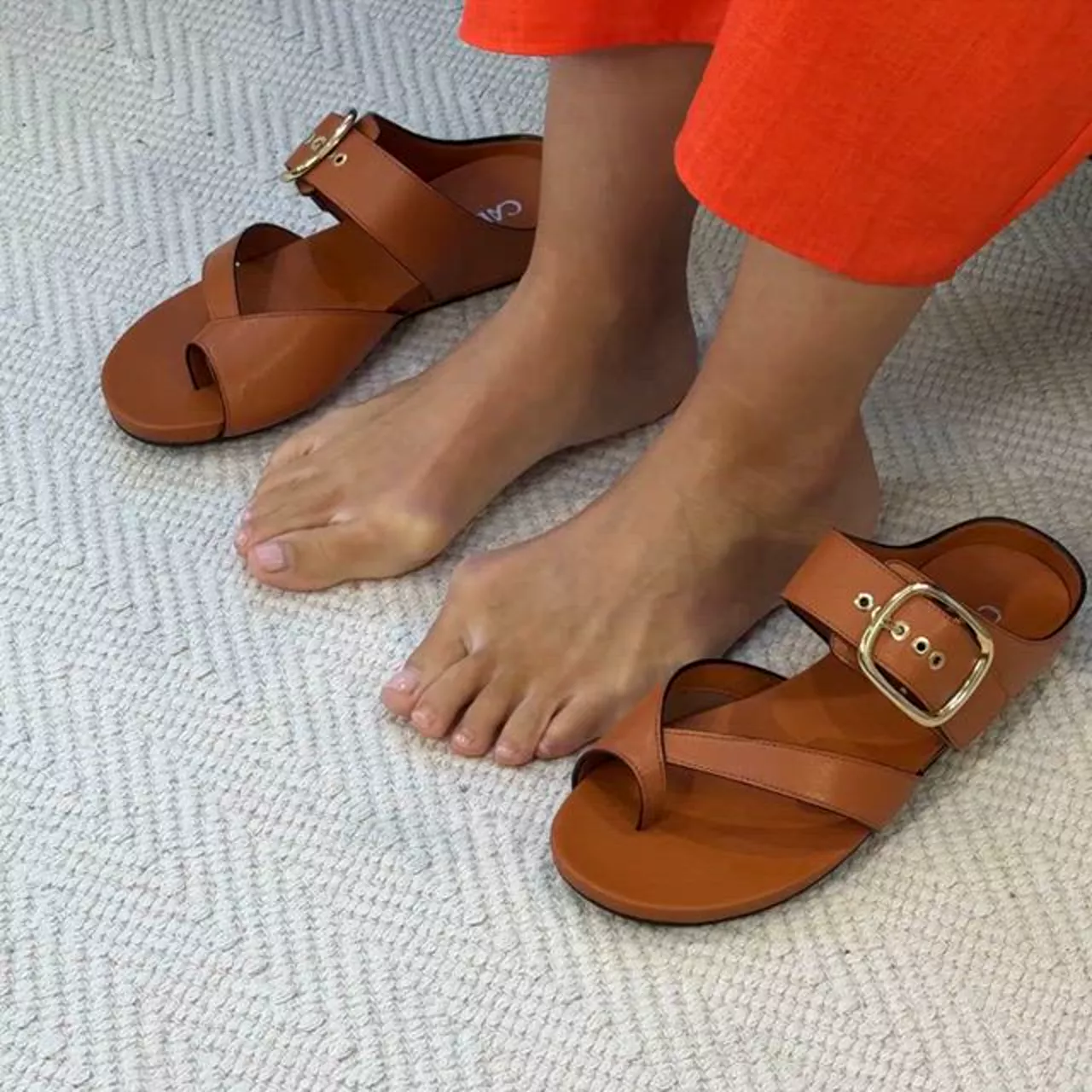 Ruby - Cognac Leather Sandals - Image 3