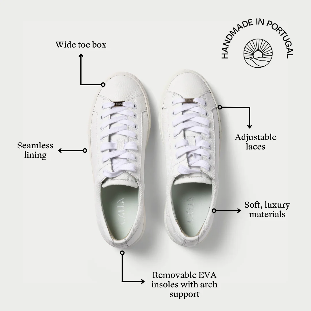 Saturn - White Leather Wide Fit Trainers - Image 6