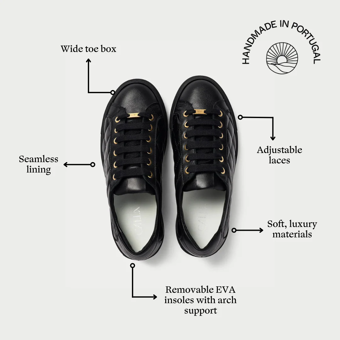 Star - Black Quilted Leather Wide Fit Trainers - Image 5