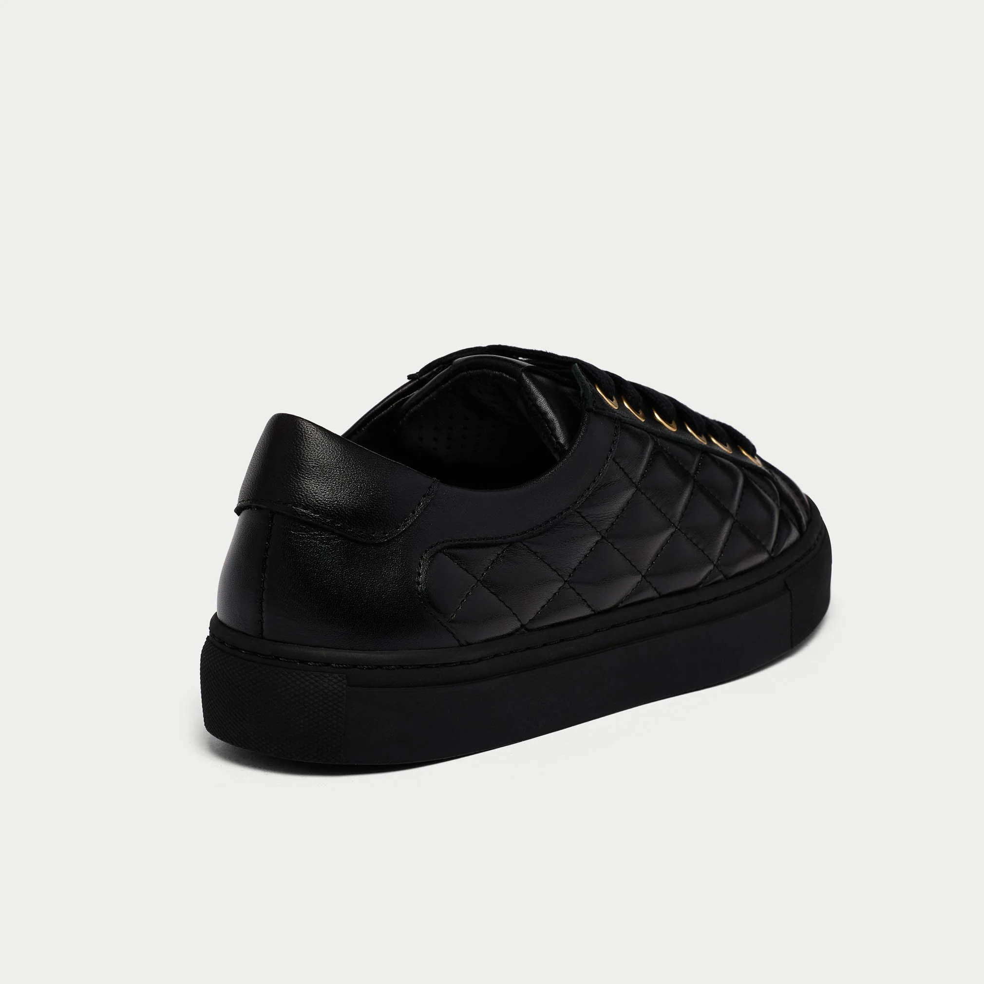 Star - Black Quilted Leather Wide Fit Trainers - Image 7