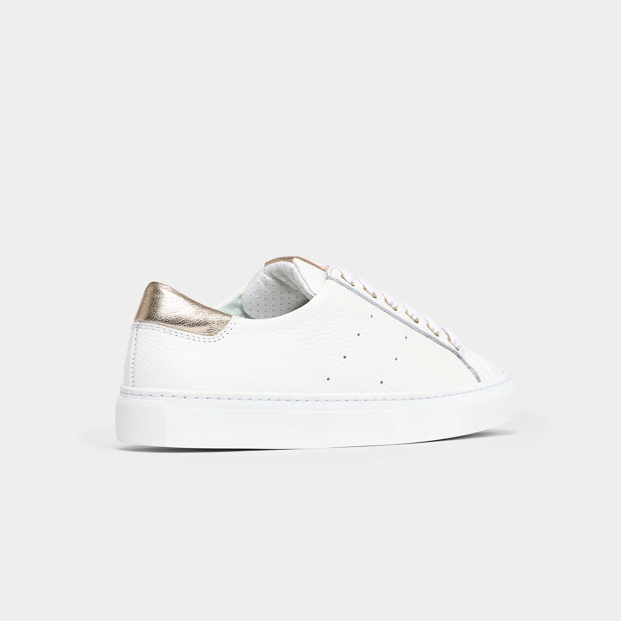 Star - Grain White Leather & Champagne Wide Fit Trainers - Image 7