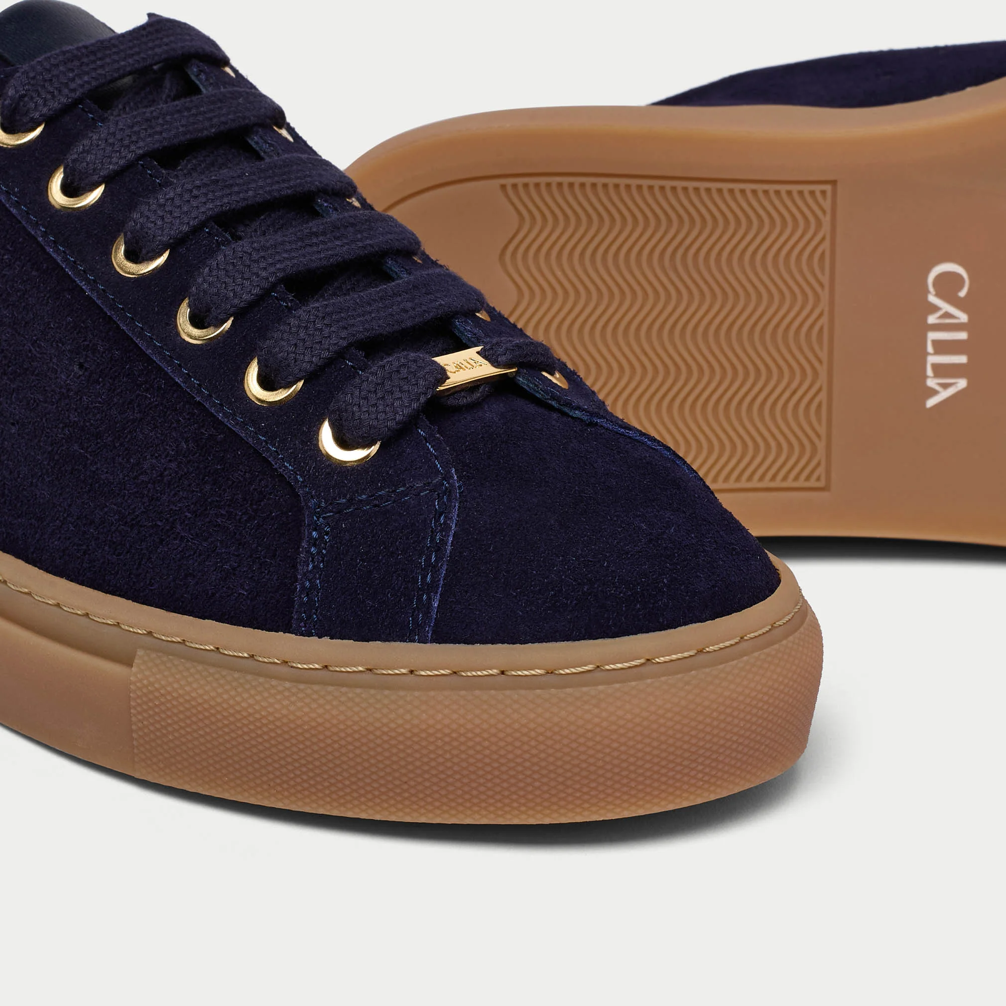 Star - Navy Suede Wide Fit Trainers - Image 3