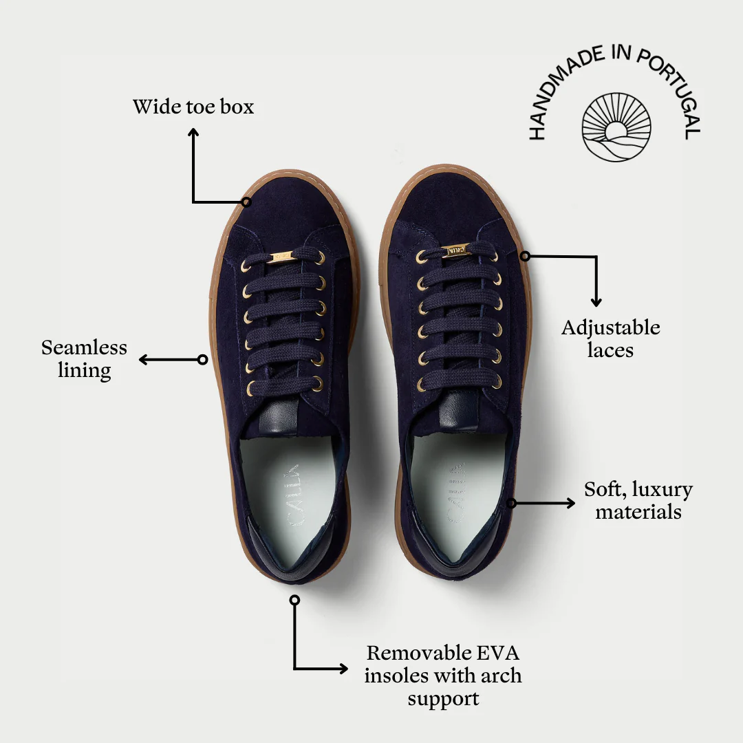 Star - Navy Suede Wide Fit Trainers - Image 4