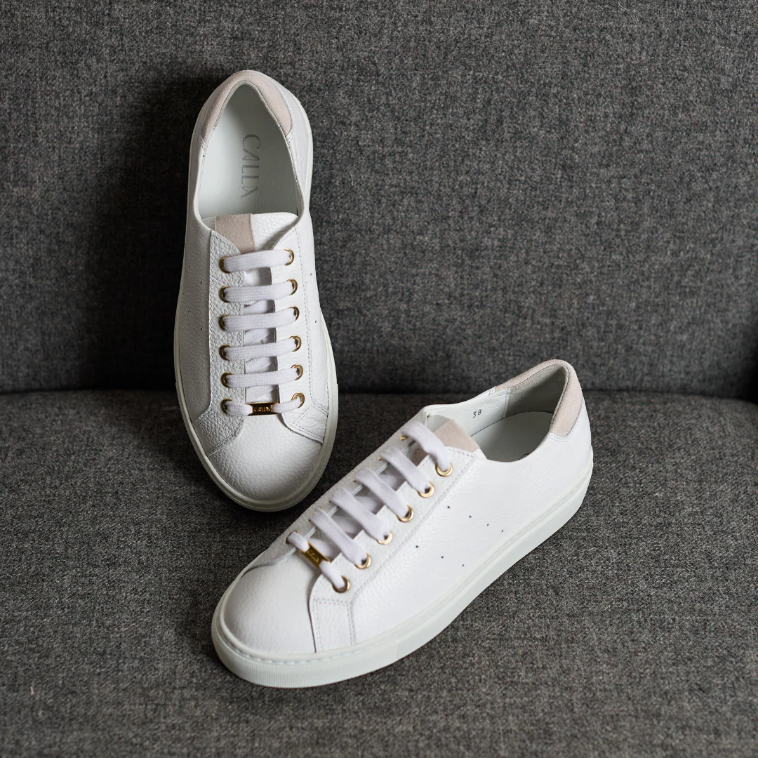 Star - White Grain Leather Wide Fit Trainers - Image 3