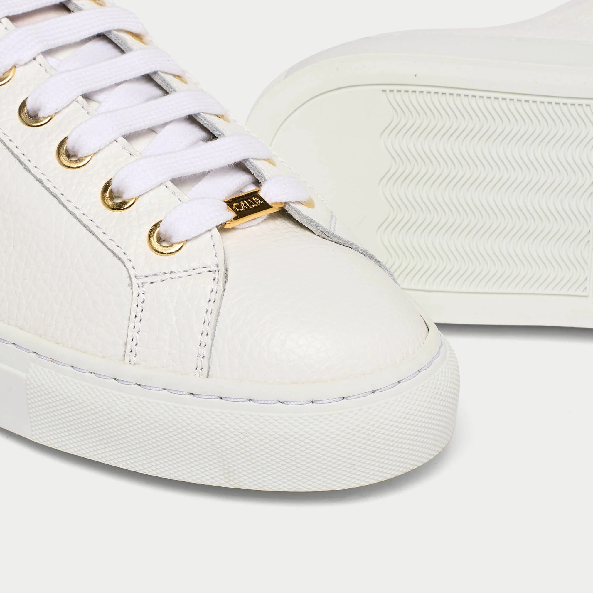 Star - White Grain Leather Wide Fit Trainers - Image 5