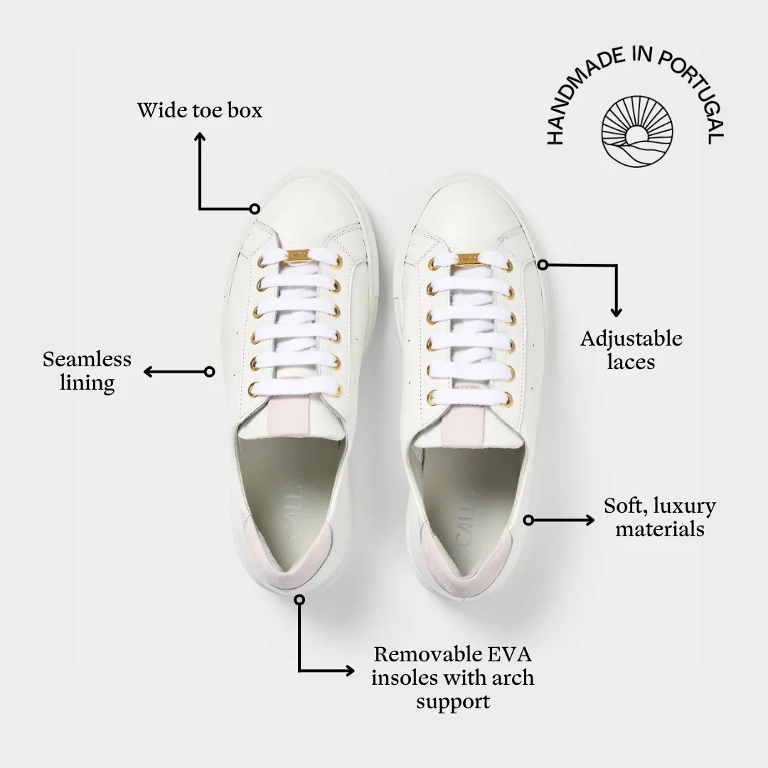 Star - White Grain Leather Wide Fit Trainers - Image 6