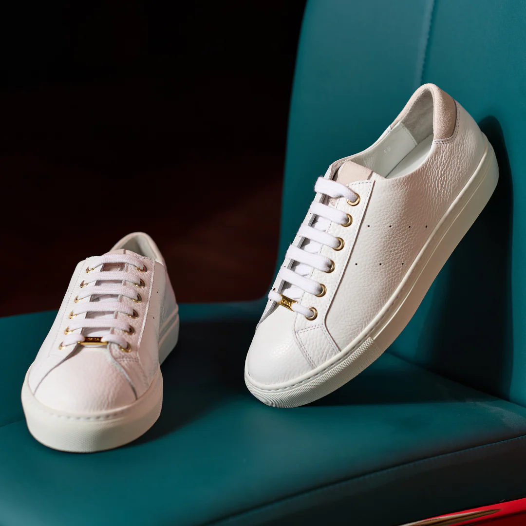 Star - White Grain Leather Wide Fit Trainers - Image 7