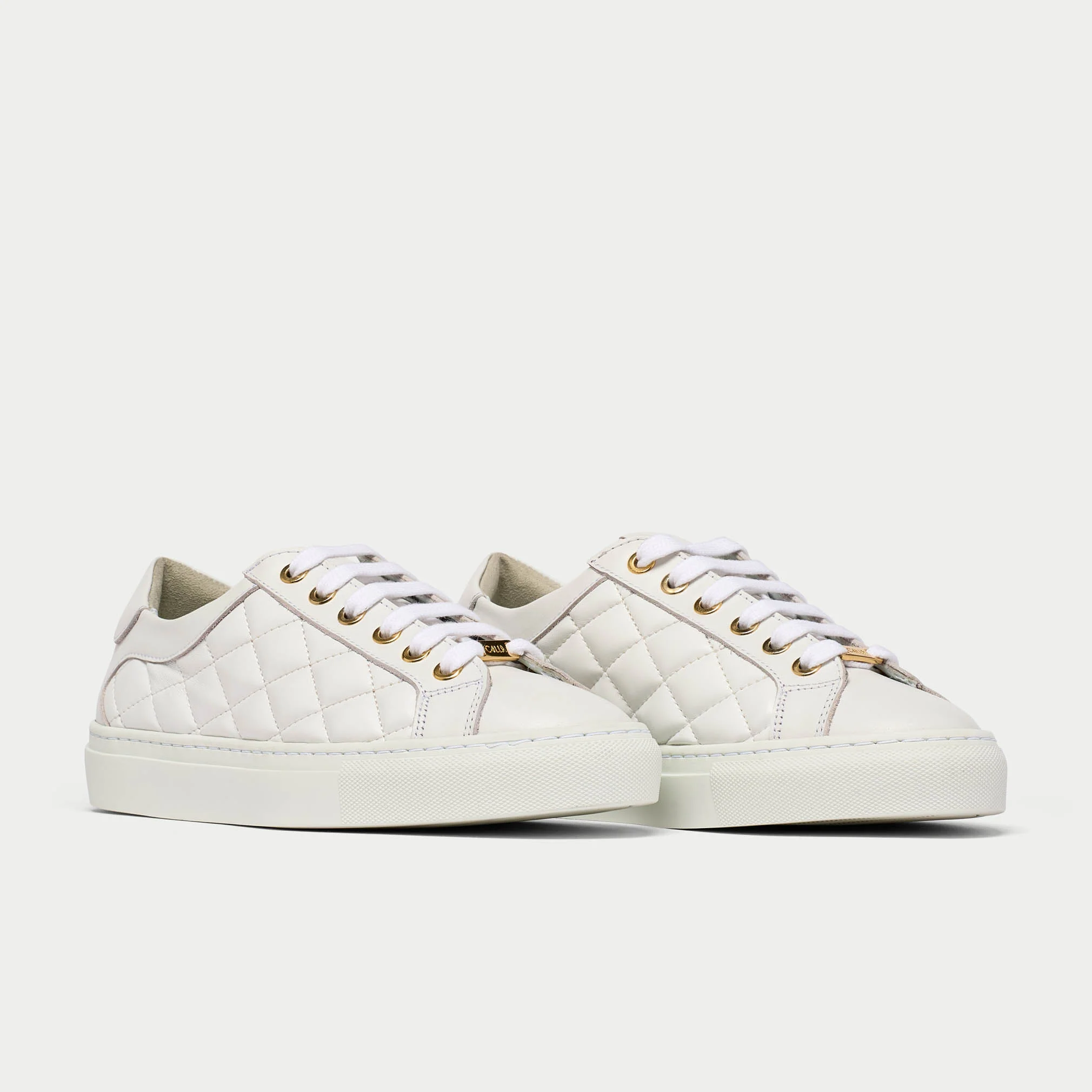 Star - White Quilted Leather Wide Fit Trainers - Image 4