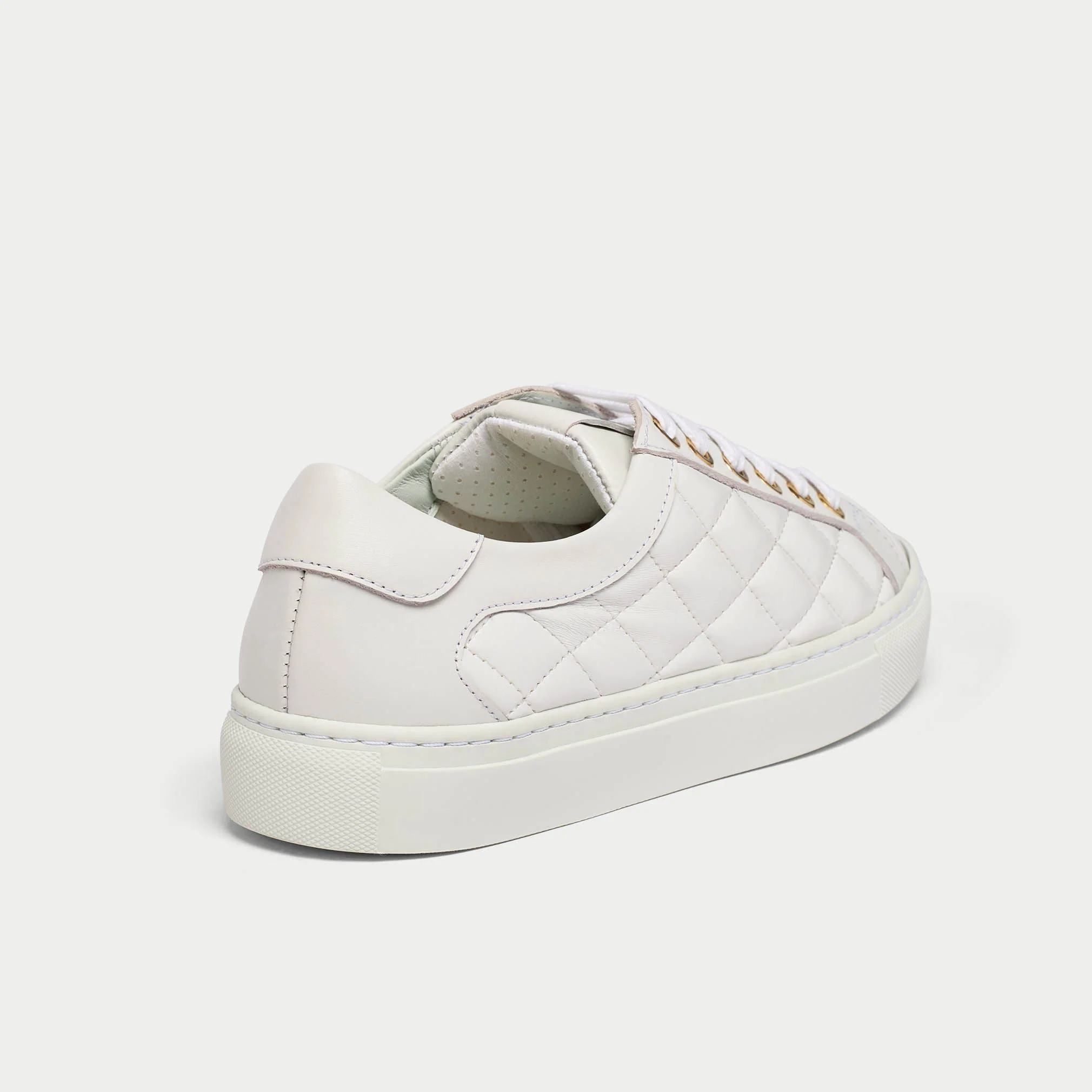 Star - White Quilted Leather Wide Fit Trainers - Image 6